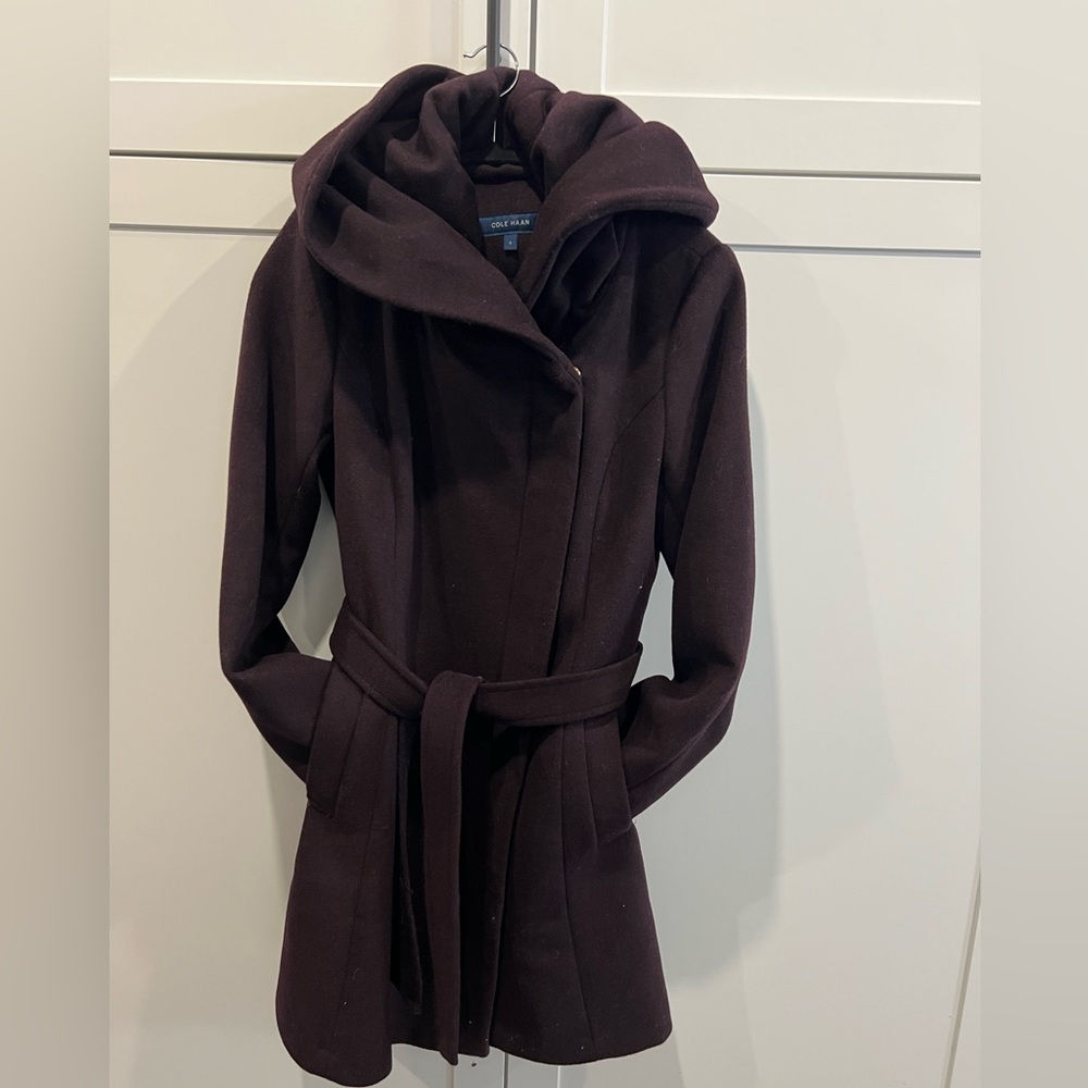 Cole Haan Plum Hooded Coat